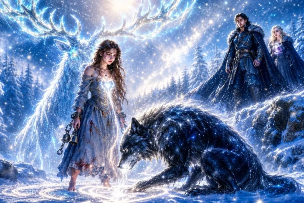 El Rey Alfa la entregó al Ciervo del Invierno.<p>.<p>.<p> hasta que su lobo siguió su rastro.<p>