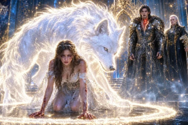 El Rey Alfa rechazó a su novia maldita.<p>.<p>.<p> entonces ella se transformó en una loba blanca.<p>