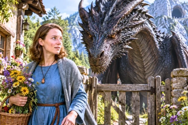 Nadie se atrevía a acercarse al nido del dragón; ella dejaba flores silvestres cada mañana hasta que este la siguió a casa.<p>