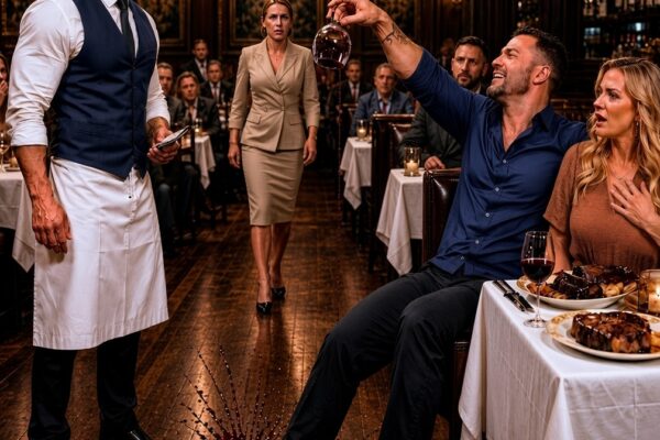 Nadie en el abarrotado salón de aquel prestigioso restaurante de la costa imaginaba que una simple cena de celebración deportiva estaba a punto de convertirse en la lección de vida más demoledora y tensa presenciada en años. Con una actitud cargada de arrogancia y buscando el aplauso fácil de sus acompañantes, un condecorado campeón de artes marciales y cinturón negro decidió convertir en el blanco de sus burlas públicas a un mesero que realizaba su turno con visible agotamiento físico. El deportista no dudó en arrojarle servilletas al suelo, ridiculizar su trabajo frente a los demás comensales y exigirle con desprecio que recogiera los cubiertos mientras se jactaba de su superioridad atlética, asumiendo que el humilde empleado era una presa fácil que jamás se atrevería a levantar la mirada ni a responder por miedo a perder el sustento elemental de su pequeña hija de seis años, quien esperaba pacientemente sentada en una esquina de la cocina dibujando en un cuaderno escolar.  El ambiente en el comedor se volvió irrespirable a medida que los insultos del atleta subían de tono y los clientes observaban incómodos sin intervenir ante el evidente abuso de poder. Sin embargo, cuando el peleador cruzó la línea de la provocación física arrojándole un vaso de agua encima e intentando sujetarlo del cuello para forzar una humillación total, el empleado frenó el ataque con un movimiento quirúrgico de muñeca tan veloz, seco y milimétrico que neutralizó de inmediato al agresor dejándolo completamente inmovilizado sobre la mesa. La arrogancia del círculo de campeones se evaporó al instante cuando varios oficiales de alto rango de la marina que cenaban en un reservado privado acudieron al tumulto, cuadrándose con respeto reverencial y revelando la verdadera identidad que el servidor intentaba mantener en el anonimato: aquel mesero de aspecto desgastado era en realidad un condecorado maestro de combate cuerpo a cuerpo y legendario instructor táctico de los equipos de élite SEAL, retirado con honores tras cumplir misiones clasificadas de alto riesgo para dedicarse en cuerpo y alma a criar a su hija huérfana.  Con el peleador paralizado por la vergüenza, sus compañeros atónitos sin atreverse a pestañear y los presentes asimilando la magnitud del choque de realidades, la tensa escena dejó una intriga que pocos lograban descifrar: el verdadero motivo por el cual un veterano de ese nivel eligió trabajar como mesero anónimo y el misterio detrás de la insignia militar que le entregó al dueño del local antes de salir amenazan con cambiar el rumbo de todos los involucrados.  Descubre todos los detalles de este impactante enfrentamiento y la inspiradora verdad oculta en el informe completo disponible a continuación.  ¿Consideras que las personas que presumen de fuerza y estatus suelen ser las más inseguras cuando se enfrentan a quien verdaderamente posee disciplina y experiencia real?